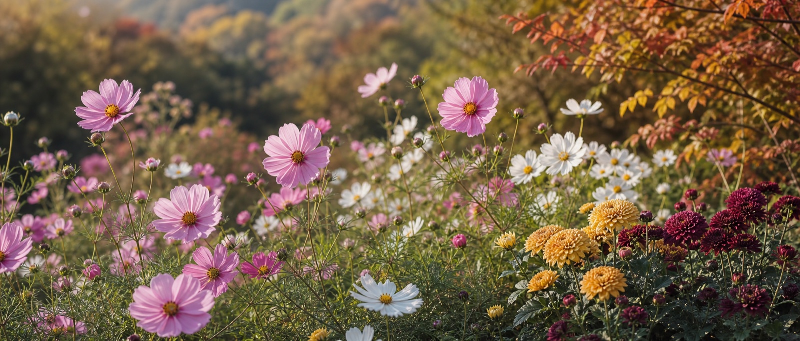 10月の季節の花：秋の花 — コスモスと菊